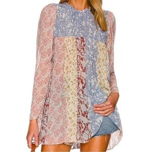 Free People Multicolor Floral Long Sleeve Top